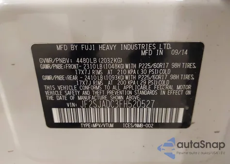 2015 Subaru Forester 2.5I Premium из США, поврежденный, VIN JF2SJADC3FH520527